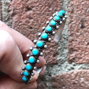 Vintage Zuni Turquoise Sterling Cuff Bracelet